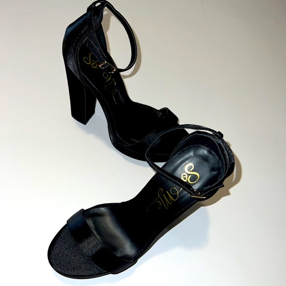 So Me brand, Satin black platform chunky heel shoes. Brand new in box . - Picture 5 of 8